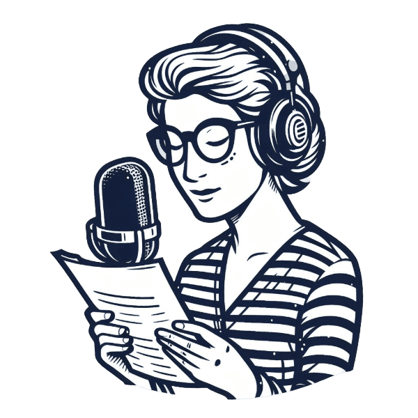 Woman narrating book into microphone