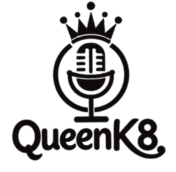 QueenK8 Logo Featuring Crown and Microphone